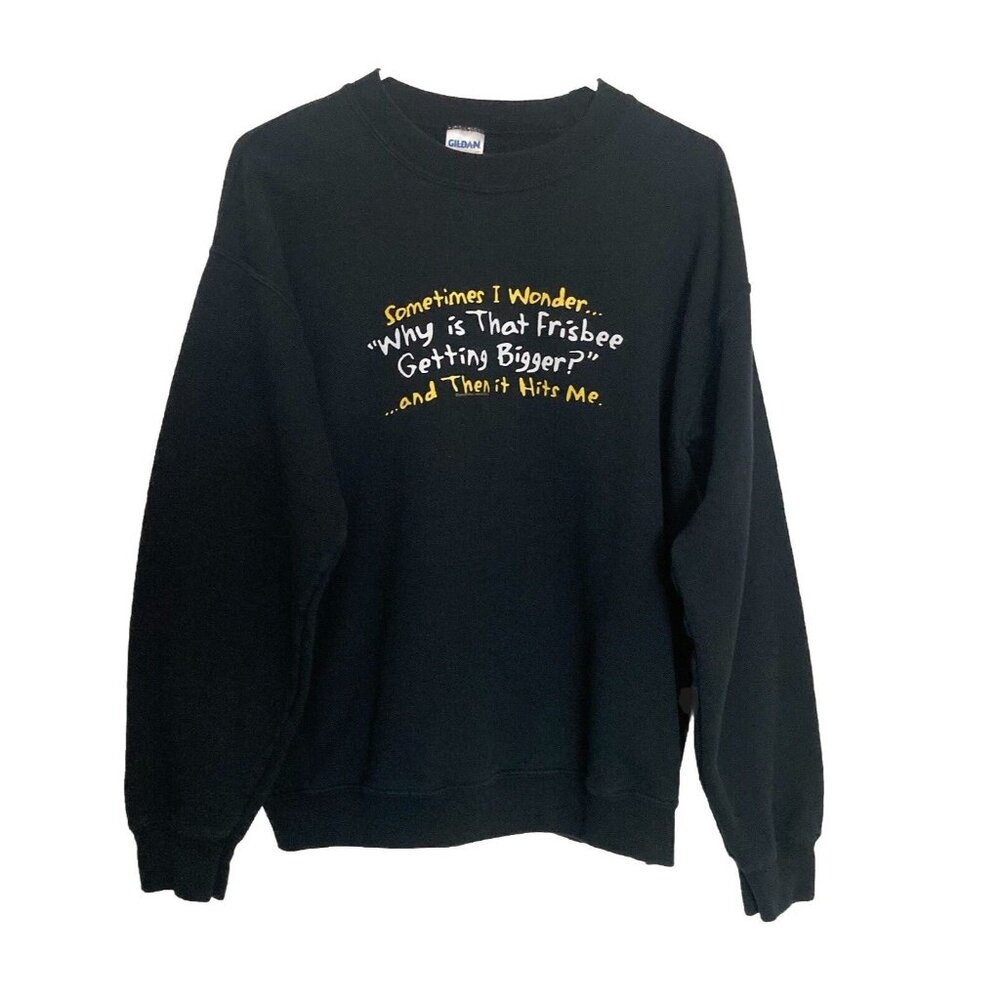 Gildan Heavy Blend Black Sweatshirt Why Is Frisbee Getting Bigger? Adult Medium